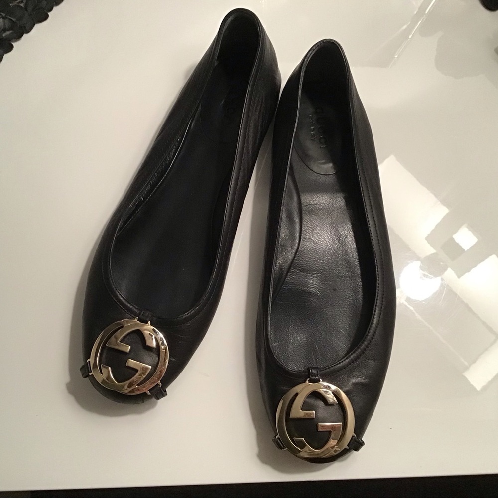 Gucci Black Leather BalletFlats. - Picture 2 of 5